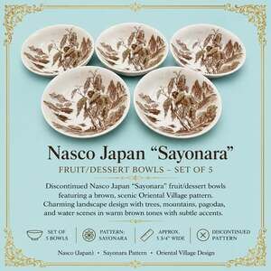 Set of 5 Vintage Nasco Japan Sayonara Pattern Fruit/Dessert Bowls